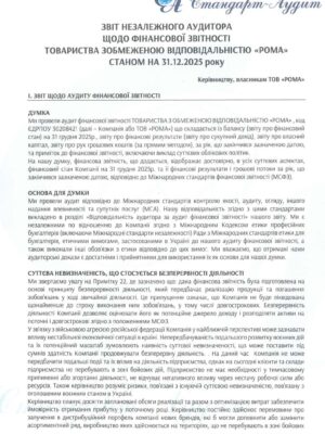 Звіт незалежного аудитора на 31.12.2025р